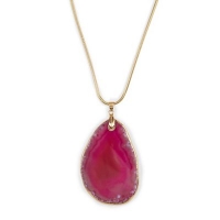 Debenhams  Phase Eight - Pink mona agate slice long pendant necklace