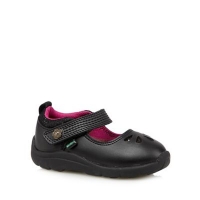 Debenhams  Kickers - Girls black leather rip tape shoes