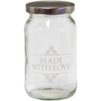 Partridges Kitchen Craft Decorated Made With Love Jam Jar With Screw Top Lid - Glass 