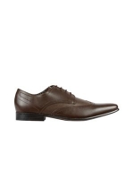 Debenhams  Burton - Brown leather Orley wing cap shoes