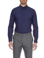 Debenhams  Burton - Navy and blue slim fit easy iron shirt multipack