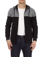 Debenhams  Burton - Black cut and sew pique panel hoodie