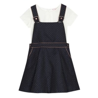 Debenhams  Baker by Ted Baker - Girls white top and navy spotted pinaf