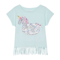 Debenhams  bluezoo - Girls aqua sequinned unicorn inflatable t-shirt
