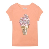 Debenhams  bluezoo - Girls coral ice cream sequinned t-shirt