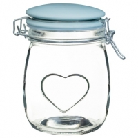 BMStores  Glass Heart Jar - Aqua