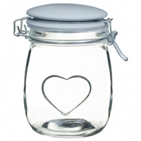 BMStores  Glass Heart Jar - Grey