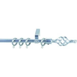 Wickes Extendable Curtain Pole Silver 1.2-2.0m