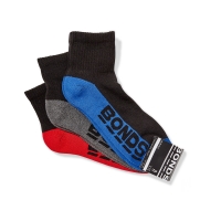 BigW  Bonds Mens Logo Quarter Crew Sport Sock 3 Pack - Black