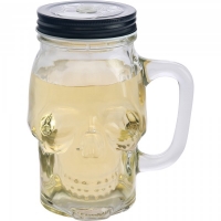 JTF  Skull Drinking Glass with Straw 420ml