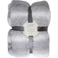 JTF  Plush Faux Fur Throw Grey 130x180cm