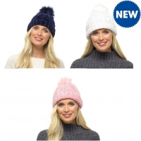 JTF  Chenille Bobble Hat Assorted Ladies