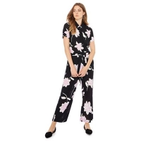 Debenhams  Principles - Black floral print short sleeve jumpsuit
