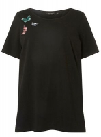 Debenhams  Dorothy Perkins - Curve black butterfly badge t-shirt