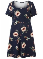 Debenhams  Dorothy Perkins - Curve navy floral fit and flare dress
