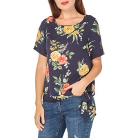 Debenhams  Dorothy Perkins - Navy floral tie hem t-shirt