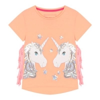 Debenhams  bluezoo - Girls orange sequinned unicorn t-shirt