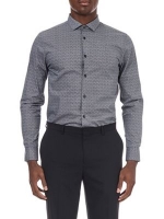 Debenhams  Burton - Grey slim fit scribble print shirt