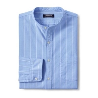 Debenhams  Lands End - Blue striped grandad collar Oxford shirt
