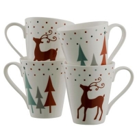 Debenhams  Aynsley China - Christmas Reindeer Mugs Set of 4