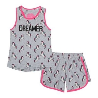 Debenhams  bluezoo - Girls grey unicorn print pyjama set