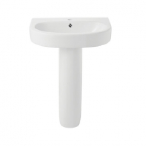 Wickes Fresno Ceramic Basin with Full Pedestal - 600mm &pound;49.00