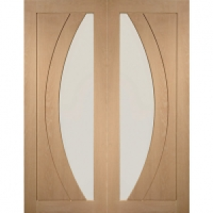 XL Joinery Salerno Glazed Oak Patterned Internal Door Pair - £430.00