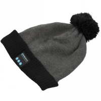 JTF  Audio Beanie Bobble Hat Grey And Black