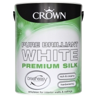 Wilko  Crown Breatheasy Silk Emulsion Paint Pure Brilliant White 5L