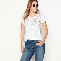 Debenhams  Mantaray - White floral print cotton t-shirt