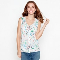 Debenhams  Mantaray - White floral print cotton V-neck sleeveless top