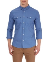 Debenhams  Burton - Roll sleeve blue military Oxford shirt