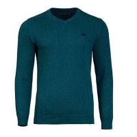 Debenhams  Raging Bull - Petrol V-neck cotton cashmere sweater