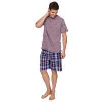 Debenhams  Mantaray - Purple t-shirt and checked shorts pyjama set