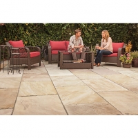 Wickes  Marshalls Indian Sandstone Riven Brown Mixed Size Paving Pat