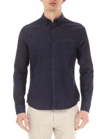 Debenhams  Burton - Dark wash long sleeve smart stretch denim shirt