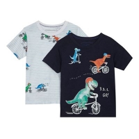 Debenhams  bluezoo - Pack of two boys navy and white biking dinosaur p