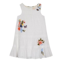 Debenhams  Mantaray - Girls white floral embroidered dress