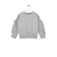 Debenhams  Outfit Kids - Girls grey marl sweatshirt with paint splatte