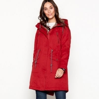 Debenhams  Mantaray - Red fur hood waxy parka coat
