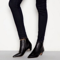 Debenhams  J by Jasper Conran - Black leather Jitty kitten heel boots