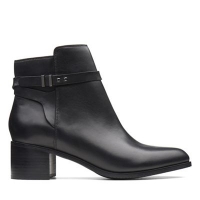 Debenhams  Clarks - Black leather Poise Freya mid block heel boots