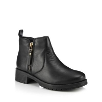 Debenhams  Faith - Black leather Bea mid block heel ankle boots