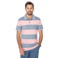 Debenhams  Maine New England - Pink textured block striped polo shirt