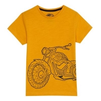 Debenhams  bluezoo - Boys dark yellow motorbike print t-shirt