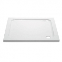 Wickes  Wickes Square 45mm White Cast Stone Shower Tray - 900mm