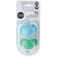 Aldi  Tiggy 0-6 Green/Blue Soothers 2 Pack