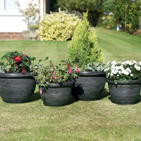 QDStores  Pack of 4 Antique Style Wenlock Planters Gunmetal Grey