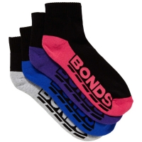 BigW  Bonds Womens Quarter Crew Socks 4 Pack - Black