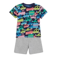 Debenhams  bluezoo - Boys multi-coloured truck print top and shorts se